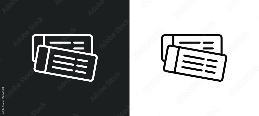tickets icon isolated in white and black colors. tickets outline vector icon from cinema collection for web, mobile apps and ui. - obrazy, fototapety, plakaty 