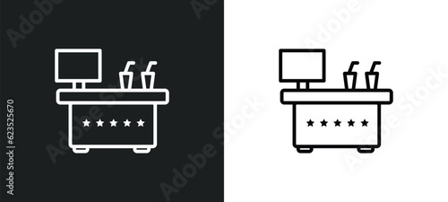 cinema snack bar icon isolated in white and black colors. cinema snack bar outline vector icon from cinema collection for web, mobile apps and ui.