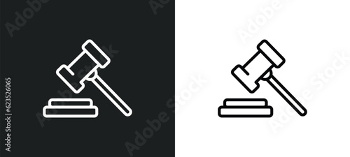 trial hammer icon isolated in white and black colors. trial hammer outline vector icon from business and finance collection for web, mobile apps and ui.