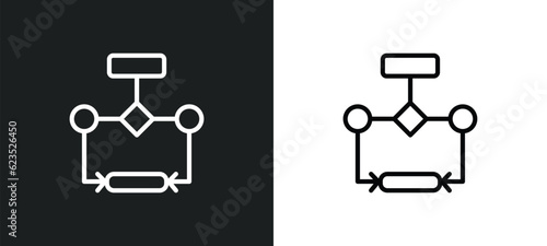 flow chart icon isolated in white and black colors. flow chart outline vector icon from business and analytics collection for web, mobile apps and ui.
