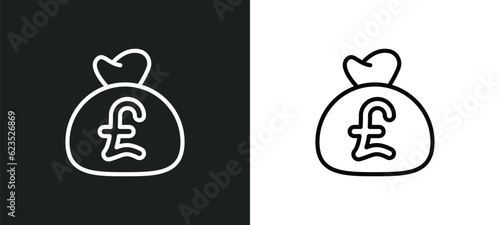 pounds money bag icon isolated in white and black colors. pounds money bag outline vector icon from business collection for web, mobile apps and ui.