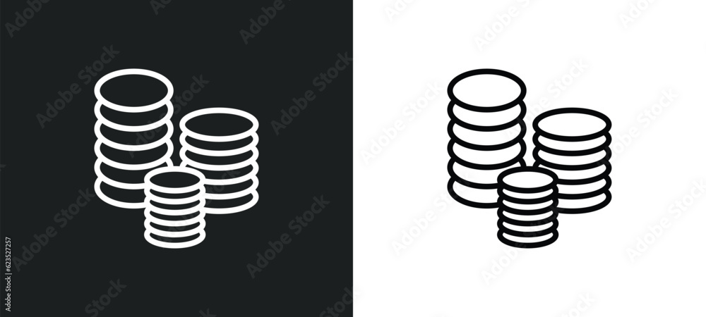 stacks of coins icon isolated in white and black colors. stacks of coins outline vector icon from business collection for web, mobile apps and ui. stacks of coins icon isolated in white and black colors. stacks of coins outline vector icon from business collection for web, mobile apps and ui.