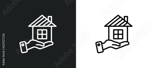 home insurance icon isolated in white and black colors. home insurance outline vector icon from business collection for web, mobile apps and ui.