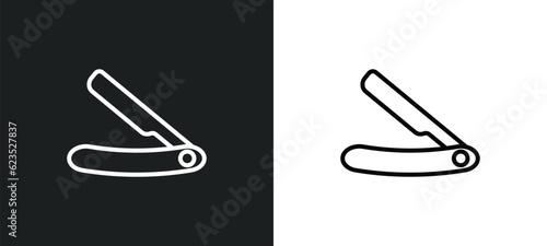 straight razor icon isolated in white and black colors. straight razor outline vector icon from beauty collection for web, mobile apps and ui.