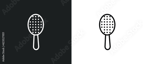 inclined hairbrush icon isolated in white and black colors. inclined hairbrush outline vector icon from beauty collection for web, mobile apps and ui.