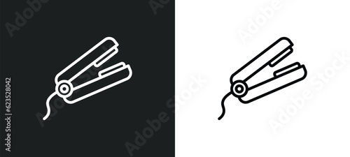 hair straightener icon isolated in white and black colors. hair straightener outline vector icon from beauty collection for web, mobile apps and ui.