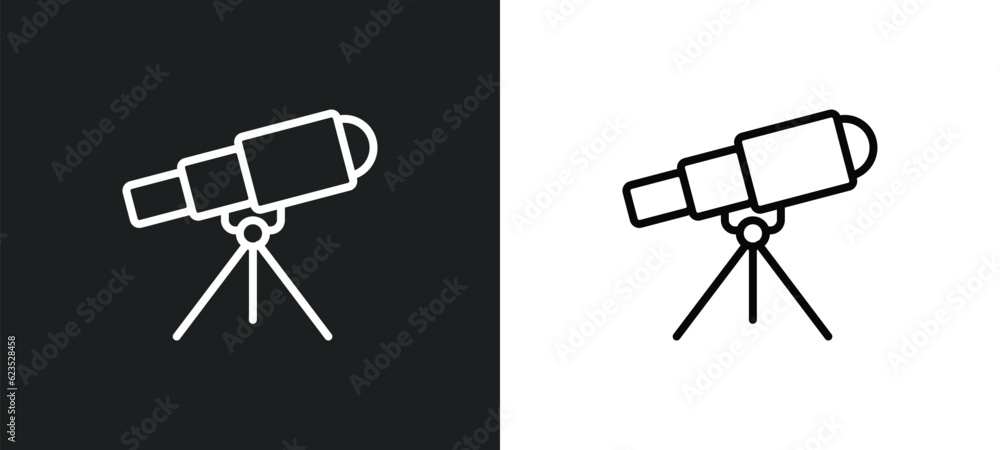 telescope pointing up icon isolated in white and black colors. telescope pointing up outline vector icon from astronomy collection for web, mobile apps and ui. telescope pointing up icon isolated in white and black colors. telescope pointing up outline vector icon from astronomy collection for web, mobile apps and ui.