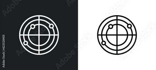 radar system icon isolated in white and black colors. radar system outline vector icon from astronomy collection for web, mobile apps and ui.
