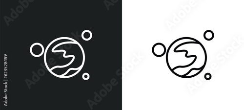 mars with satellite icon isolated in white and black colors. mars with satellite outline vector icon from astronomy collection for web, mobile apps and ui.