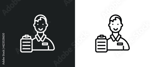 shop assistant icon isolated in white and black colors. shop assistant outline vector icon from artificial intellegence collection for web, mobile apps and ui.