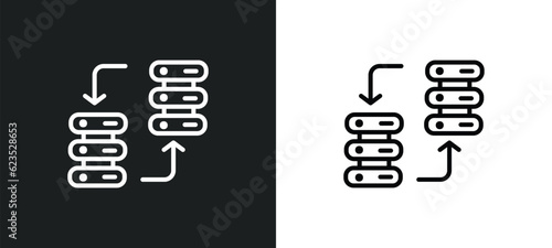 data transfer icon isolated in white and black colors. data transfer outline vector icon from artificial intellegence collection for web, mobile apps and ui.