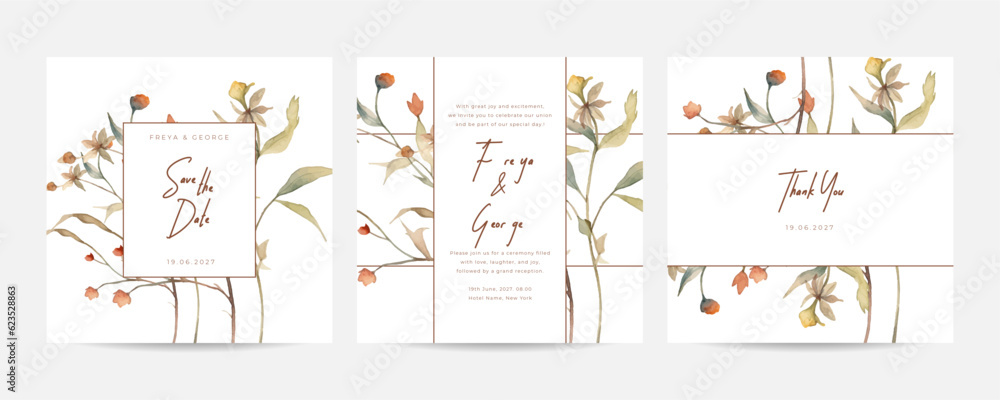 Vector abstract boho wedding invitation template on a nude tulip vector banner poster template