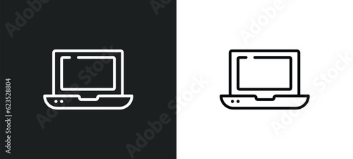 laptop icon isolated in white and black colors. laptop outline vector icon from artificial intellegence collection for web, mobile apps and ui.