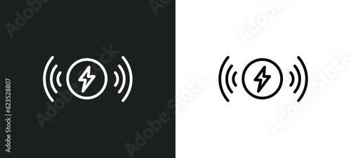 wireless charging icon isolated in white and black colors. wireless charging outline vector icon from artificial intellegence collection for web, mobile apps and ui.