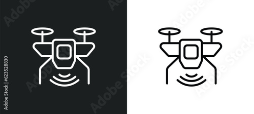 unmanned aerial vehicle icon isolated in white and black colors. unmanned aerial vehicle outline vector icon from artificial intellegence collection for web, mobile apps and ui.