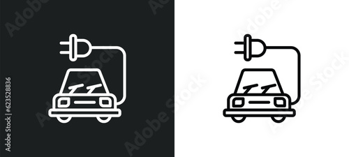 solar energy car icon isolated in white and black colors. solar energy car outline vector icon from artificial intellegence collection for web, mobile apps and ui.