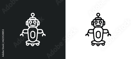 robot assistant icon isolated in white and black colors. robot assistant outline vector icon from artificial intellegence collection for web, mobile apps and ui.