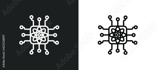 quantum computing icon isolated in white and black colors. quantum computing outline vector icon from artificial intellegence collection for web, mobile apps and ui.