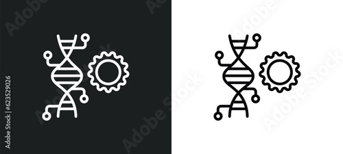 genetic modification icon isolated in white and black colors. genetic modification outline vector icon from artificial intellegence collection for web, mobile apps and ui.