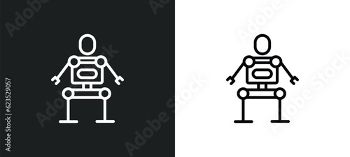 exoskeleton icon isolated in white and black colors. exoskeleton outline vector icon from artificial intellegence collection for web, mobile apps and ui.