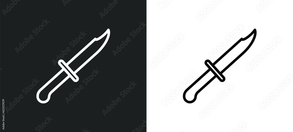 knife icon isolated in white and black colors. knife outline vector icon from army and war collection for web, mobile apps and ui. knife icon isolated in white and black colors. knife outline vector icon from army and war collection for web, mobile apps and ui.