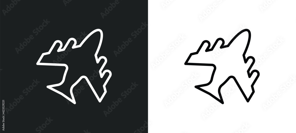 plane icon isolated in white and black colors. plane outline vector icon from army and war collection for web, mobile apps and ui.