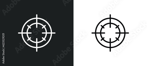 target icon isolated in white and black colors. target outline vector icon from army and war collection for web, mobile apps and ui.
