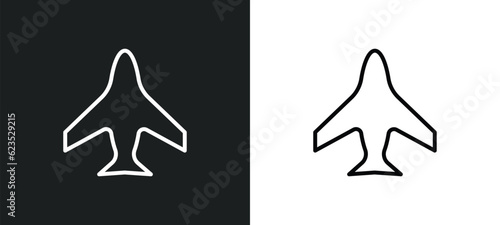 airplane icon isolated in white and black colors. airplane outline vector icon from army and war collection for web, mobile apps and ui.