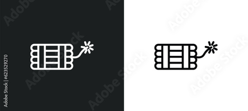 dynamite icon isolated in white and black colors. dynamite outline vector icon from army and war collection for web, mobile apps and ui.
