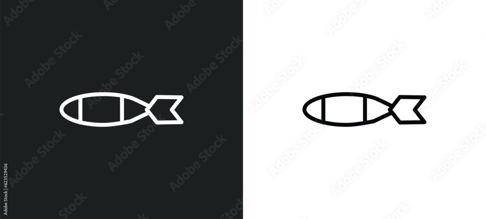 torpedo icon isolated in white and black colors. torpedo outline vector icon from army and war collection for web, mobile apps and ui. - obrazy, fototapety, plakaty 
