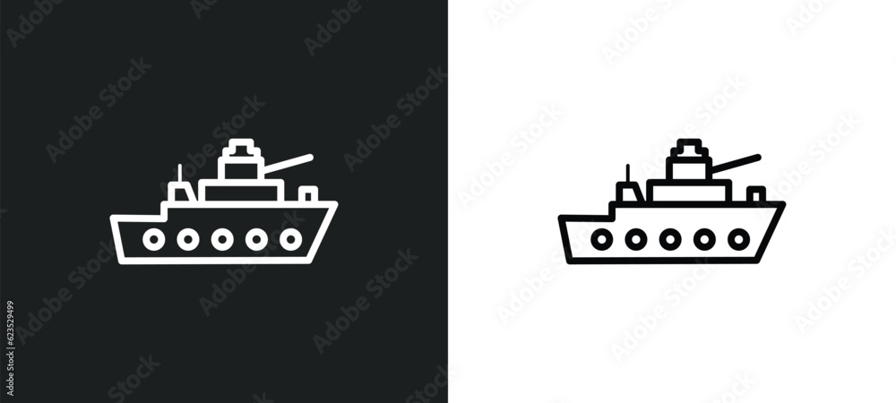 militar ship icon isolated in white and black colors. militar ship outline vector icon from army and war collection for web, mobile apps and ui.
