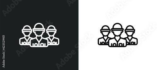 brigade icon isolated in white and black colors. brigade outline vector icon from army and war collection for web, mobile apps and ui.