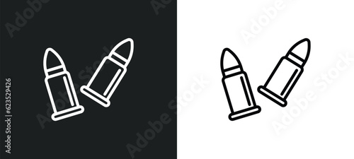 two bullets icon isolated in white and black colors. two bullets outline vector icon from army and war collection for web, mobile apps and ui.