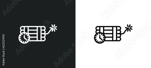 time bomb with clock icon isolated in white and black colors. time bomb with clock outline vector icon from army and war collection for web, mobile apps and ui.