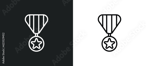 militaty medal icon isolated in white and black colors. militaty medal outline vector icon from army and war collection for web, mobile apps and ui.