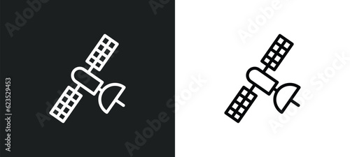 military satellites icon isolated in white and black colors. military satellites outline vector icon from army and war collection for web, mobile apps and ui.