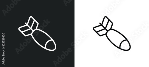 airplane bomb icon isolated in white and black colors. airplane bomb outline vector icon from army and war collection for web, mobile apps and ui.