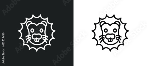 lion head icon isolated in white and black colors. lion head outline vector icon from animals collection for web, mobile apps and ui.