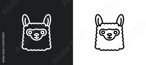 llama icon isolated in white and black colors. llama outline vector icon from animals collection for web, mobile apps and ui.