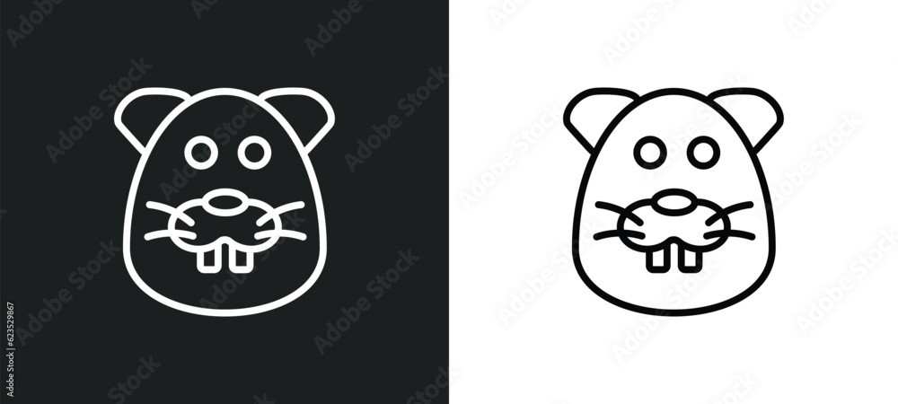 beaver icon isolated in white and black colors. beaver outline vector icon from animals collection for web, mobile apps and ui.