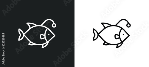 angler icon isolated in white and black colors. angler outline vector icon from animals collection for web, mobile apps and ui.