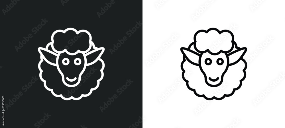 female sheep icon isolated in white and black colors. female sheep outline vector icon from animals collection for web, mobile apps and ui. female sheep icon isolated in white and black colors. female sheep outline vector icon from animals collection for web, mobile apps and ui.