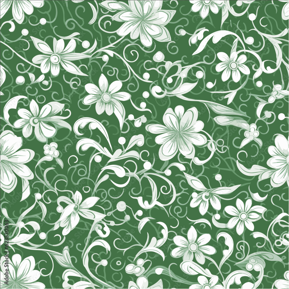 Green floral intricate seamless pattern Green floral intricate seamless pattern