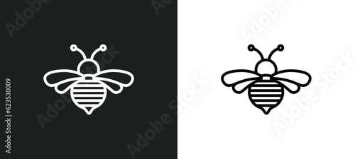 bee icon isolated in white and black colors. bee outline vector icon from animals collection for web, mobile apps and ui.