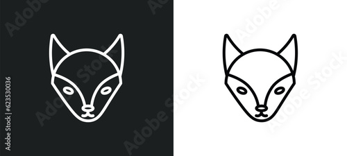 Fototapeta Naklejka Na Ścianę i Meble -  fox icon isolated in white and black colors. fox outline vector icon from animals collection for web, mobile apps and ui.