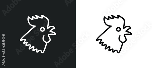 rooster icon isolated in white and black colors. rooster outline vector icon from agriculture farming collection for web, mobile apps and ui.