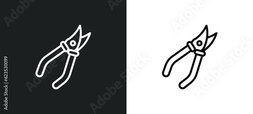 shears icon isolated in white and black colors. shears outline vector icon from agriculture farming collection for web, mobile apps and ui.