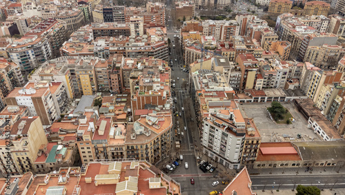 drone view of the streets of eixample in barcelona