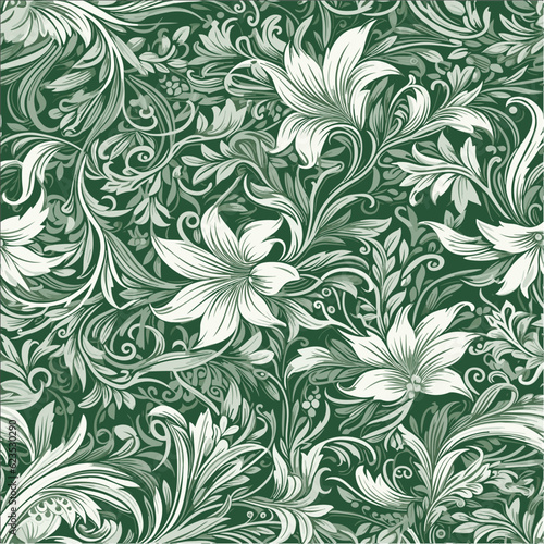 Green floral intricate seamless pattern  © Sri