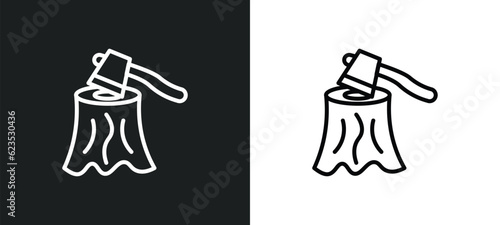 wood chop icon isolated in white and black colors. wood chop outline vector icon from agriculture farming collection for web, mobile apps and ui.